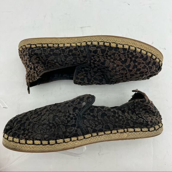 TOMS (8.5) Womens Brown Jacquard Floral Lace Espadrille Slip On Flats - Picture 3 of 13